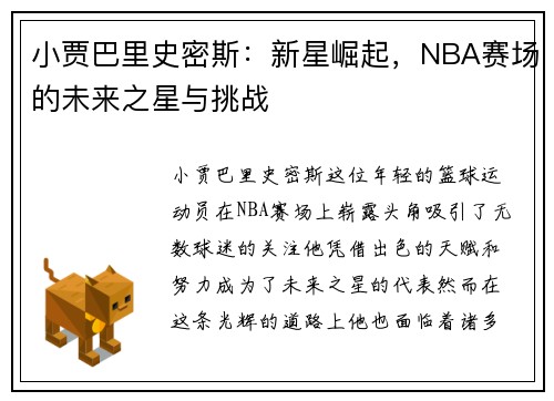 小贾巴里史密斯：新星崛起，NBA赛场的未来之星与挑战